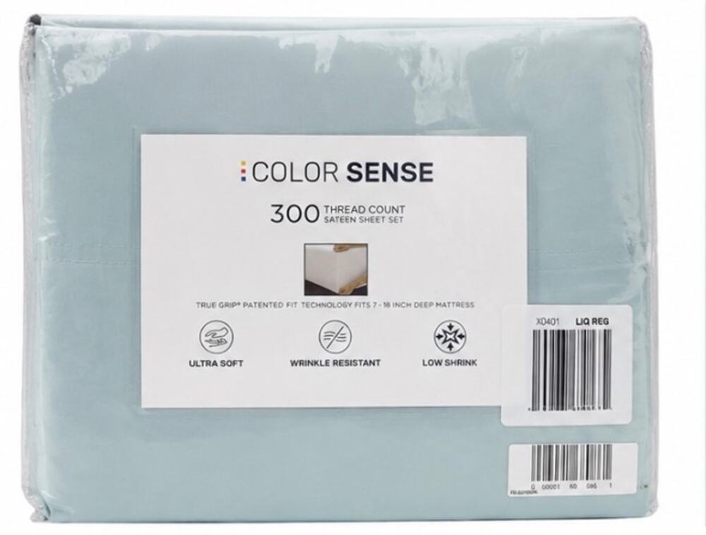 Color Sense King Sheet Set – 300 Thread Count Sateen – Teal 4-Piece Bedding Set